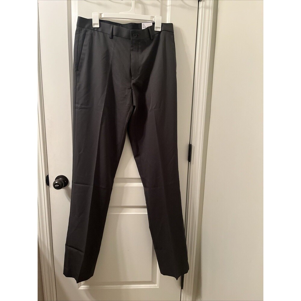 APT. 9 Men's Dress Pants Easy Care Slim Fit Pockets Flat Front Gray
